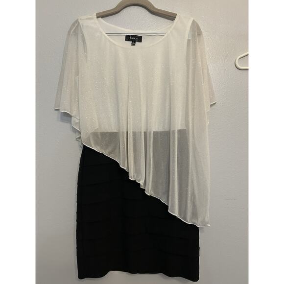 LUX Black Bondage Dress Layered Sheer White Sparkles Wedding Party Fairygoth 6 - Picture 2 of 7